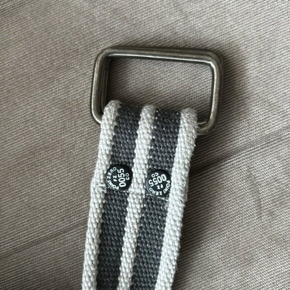 Point Zero Canvas Double Ring Belt Grey Striped - Picture 2 of 7